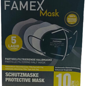 Famex 5 Layers Particle Filtering Half NR Μάσκα Προστασίας FFP2 σε Μαύρο χρώμα 10τμχ