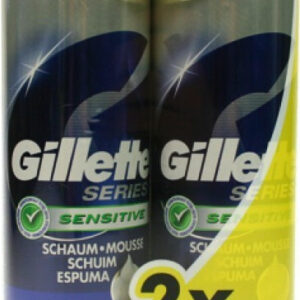 Gillette Sensitive Αφρός Ξυρίσματος με Αλόη για Ευαίσθητες Επιδερμίδες 2 x 250ml
