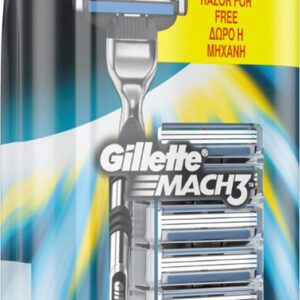 Gillette Mach3 Ξυραφάκι με Ανταλλακτικές Κεφαλές 3 Λεπίδων και Λιπαντική Ταινία 5τμχ