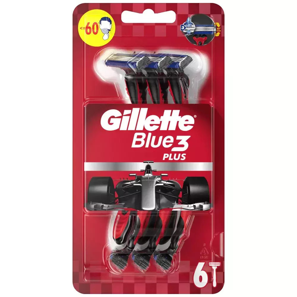 20231219114249_e1f897d5 Gillette Blue 3 Plus Red Ξυραφάκια Μιας Χρήσης 6τεμ - Image 1