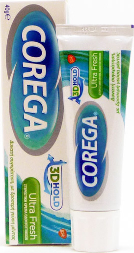 Corega 3D Hold Ultra Fresh Στερεωτική Κρέμα Τεχνητής Οδοντοστοιχίας 40gr - Image 1
