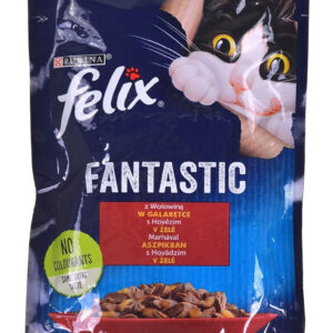 Purina Felix Fantastic Υγρή Τροφή για Ενήλικες Γάτες σε Φακελάκι με Βοδινό σε Ζελέ 100gr