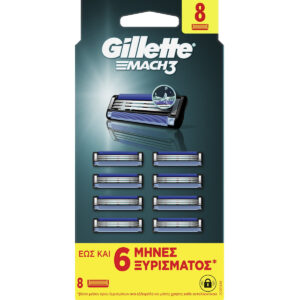 Gillette Mach 3 Ανταλλακτικές Κεφαλές με 3 Λεπίδες 8τμχ 8700216331487