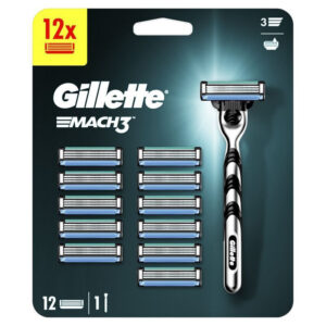 Gillette Mach3 Ξυραφάκι με Ανταλλακτικές Κεφαλές 3 Λεπίδων & Λιπαντική Ταινία 12τμχ