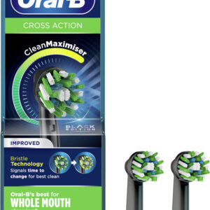 Oral-B Cross Action CleanMaximiser Black Edition Ανταλλακτικές Κεφαλές για Ηλεκτρική Οδοντόβουρτσα 2τμχ