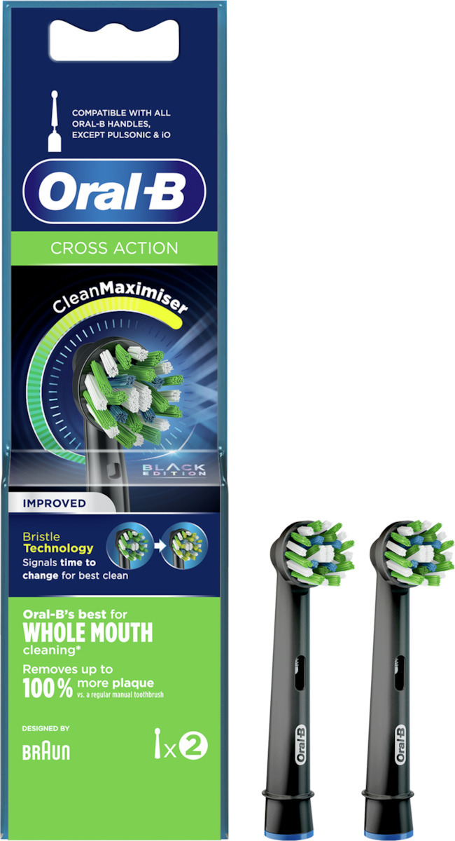 20211004145359_oral_b_cross_action_black_edition_clean_maximiser_2tmch Oral-B Cross Action CleanMaximiser Black Edition Ανταλλακτικές Κεφαλές για Ηλεκτρική Οδοντόβουρτσα 2τμχ - Image 1