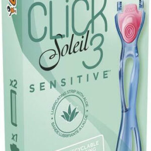 Bic Soleil Click 3 Ξυραφάκι Σώματος με Ανταλλακτικές Κεφαλές 3 Λεπίδων & Λιπαντική Ταινία για Ευαίσθητες Επιδερμίδες 2τμχ