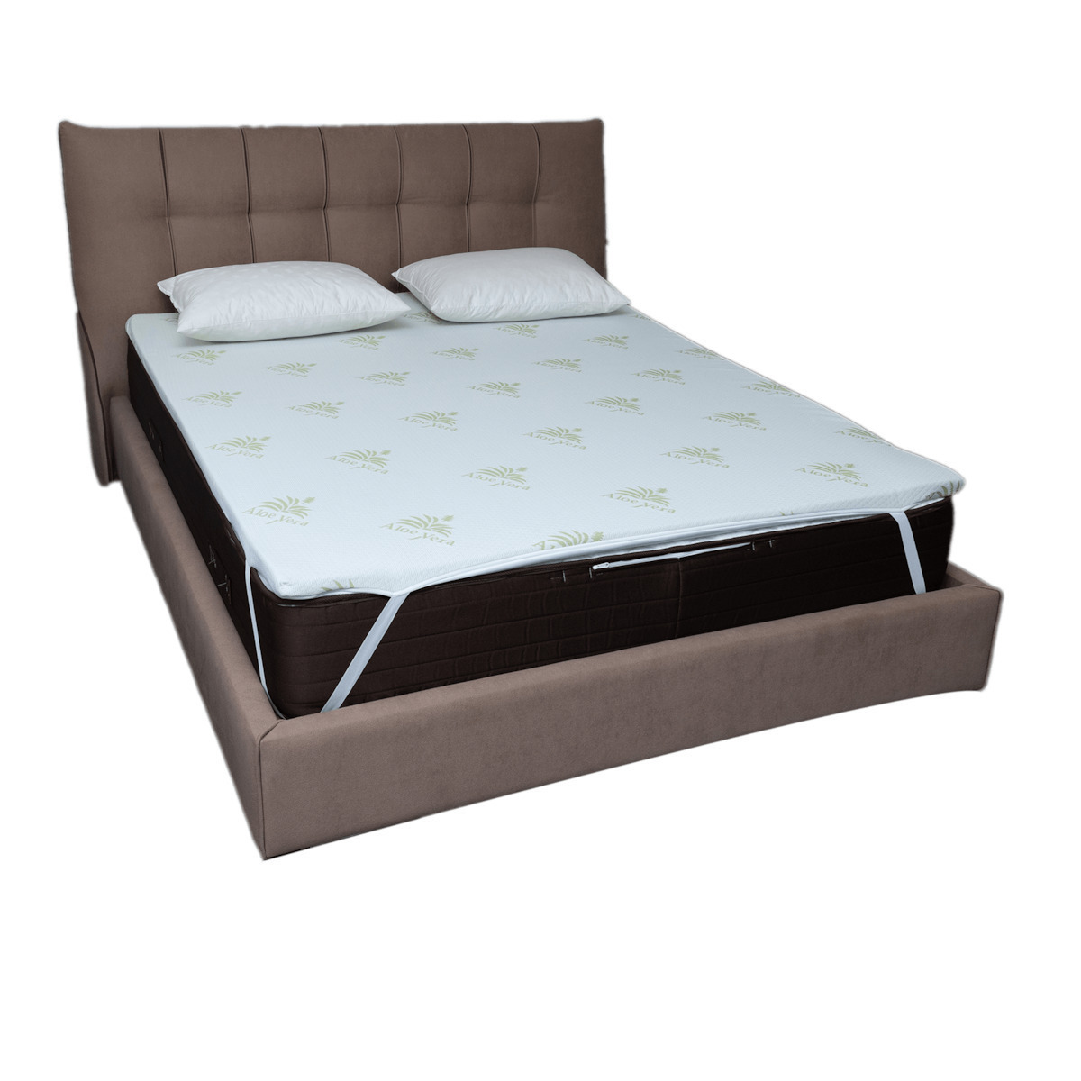 Como felt & wadding producers Ανώστρωμα Aloe Vera Διπλό Memory Foam Eμποτισμένο με Αλόη , Αποσπώμενο Κάλυμμα & Λάστιχα Εφαρμογής 140x190x4εκ. - Image 1