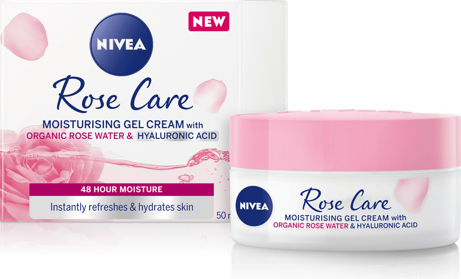 Nivea Rose Care 48ωρο Gel-Κρέμα Προσώπου Ημέρας για Ενυδάτωση με Υαλουρονικό Οξύ 50ml - Image 1