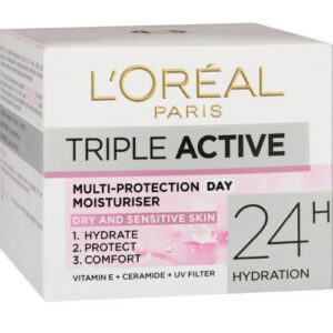 L'Oreal Paris Triple Active Day 24ωρη Ενυδατική Κρέμα Προσώπου Ημέρας για Ξηρές/Ευαίσθητες Επιδερμίδες με Ceramides 50ml