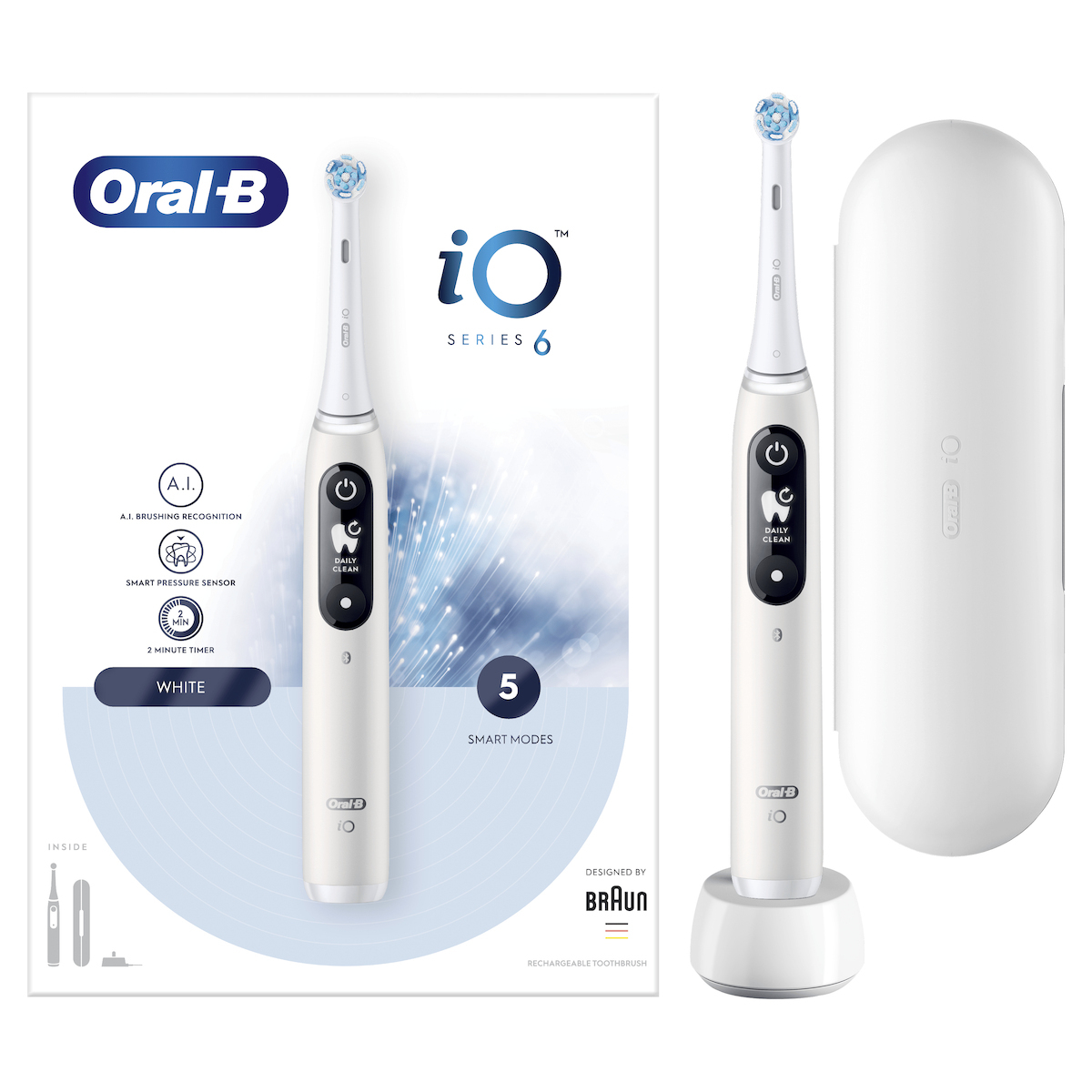 Oral-B iO Series 6 Ηλεκτρική Οδοντόβουρτσα με Αισθητήρα Πίεσης White - Image 1