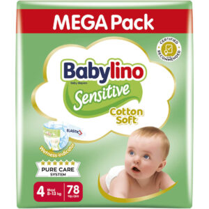 Babylino Πάνες με Αυτοκόλλητο Cotton Soft Sensitive No. 4 για 8-13kg 78τμχ
