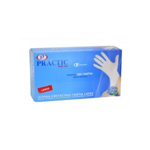 PRACTIC 100ΤΕΜ ΙΑΤΡΙΚΑ ΓΑΝΤΙΑ LATEX  ΜΕ ΠΟΥΔΡΑ (LARGE) *