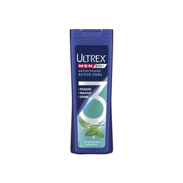 ULTREX SHAMPOO ΑΝΤ/ΔΙΚΟ 360ml MEN 3 IN 1 ACTIVE COOL * - Image 1