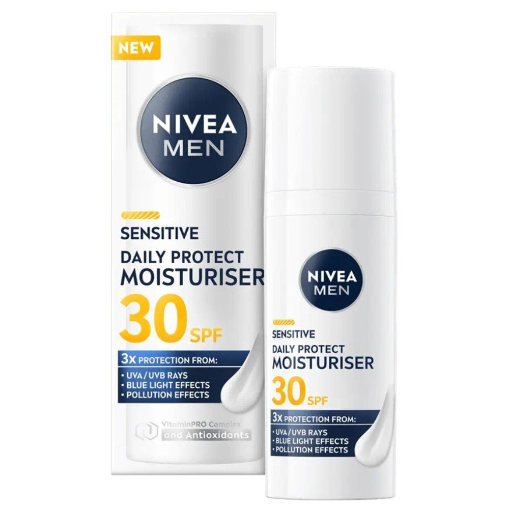 Nivea Sensitive Daily Protect Ενυδατική Ανδρική Κρέμα Προσώπου Ημέρας με SPF30 50ml - Image 1