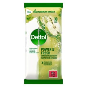 DETTOL ΥΓΡΑ ΜΑΝΤΗΛΑΚΙΑ 30TEM POWER&FRESH ΜΗΛΟ *