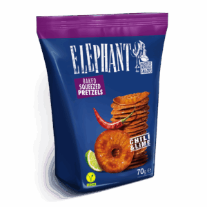 ELEPHANT BAKES SQUEEZED PRETZELS CHILI&LIME 70GR *