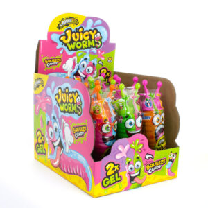 JOHNY BEE JUICY WORMS 2 ΖΑΧΑΡΩΤΑ GEL +ΠΑΙΧΝΙΔΙ DISPLAY 12ΤΕΜ *