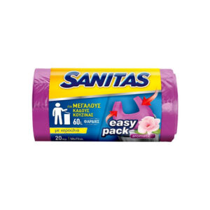SANITAS ΣΑΚΟΥΛΑ ΑΠΟΡΡΙΜΑΤΩΝ EASY PACK ΜΕ ΧΕΡΟΥΛΙΑ ΦΑΡΔΙΕΣ ΑΡΩΜΑΤΙΚΕΣ 60L (5 *