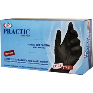 PRACTIC 100ΤΕΜ ΙΑΤΡΙΚΑ ΓΑΝΤΙΑ ΝΙΤΡΙΛΙΟΥ ΜΑΥΡΑ (XLARGE) *