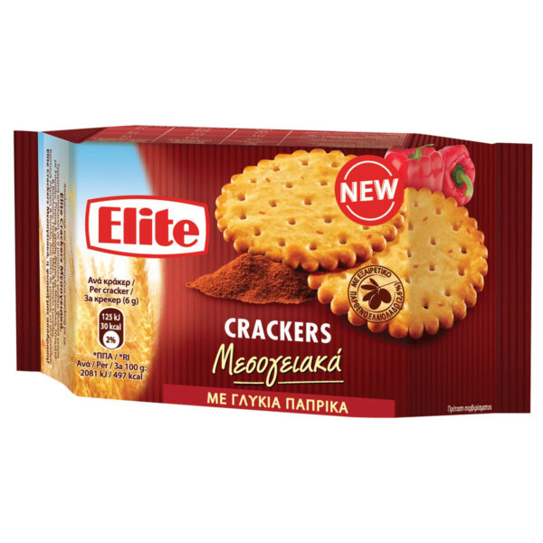ELITE CRACKERS ΜΕ ΓΛΥΚΙΑ ΠΑΠΡΙΚΑ 105gr * - Image 1