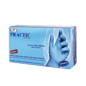 PRACTIC 100TEM ΙΑΤΡΙΚΑ ΓΑΝΤΙΑ ΝΙΤΡΙΛΙΟΥ ΜΠΛΕ (XLARGE) *