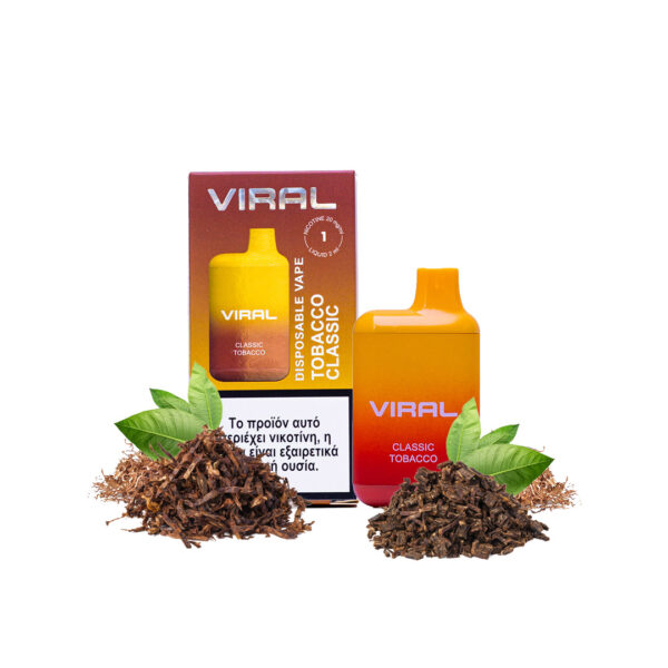 VIRAL ΗΛΕΚΤΡΟΝΙΚΟ ΤΣΙΓΑΡΟ TOBACCO CLASSIC 2ML (600 PUFFS) Nicotine 20mg/ml * - Image 1