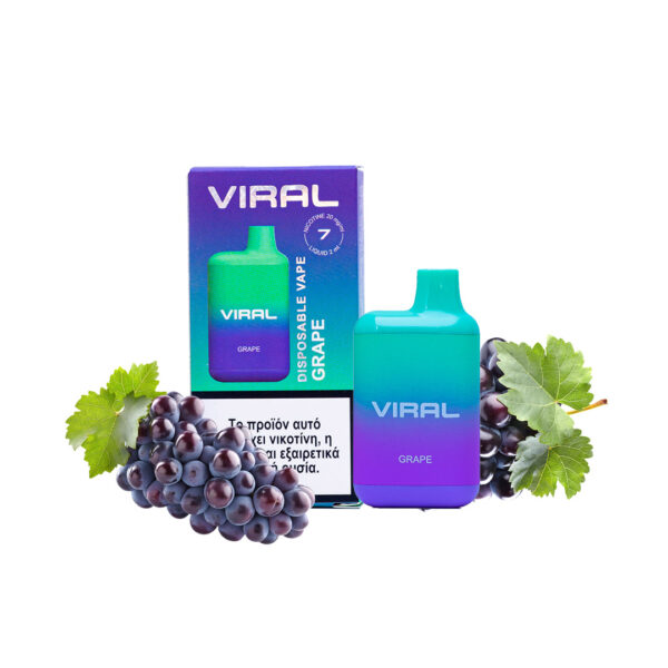 VIRAL ΗΛΕΚΤΡΟΝΙΚΟ ΤΣΙΓΑΡΟ GRAPE 2ML (600 PUFFS) Nicotine 20mg/ml * - Image 1
