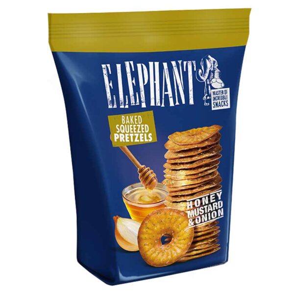 ELEPHANT BAKES SQUEEZED PRETZELS HONEY&MUSTARD ONION 70GR * - Image 1