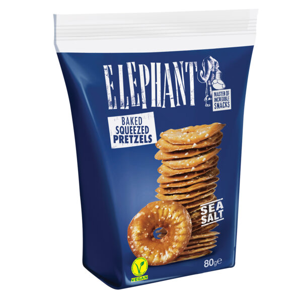 ELEPHANT BAKES SQUEEZED PRETZELS SEA SALT 80GR * - Image 1