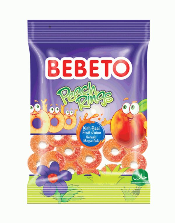 BEBETO ΖΑΧΑΡΩΤΑ 80GR PEACH RINGS * - Image 1