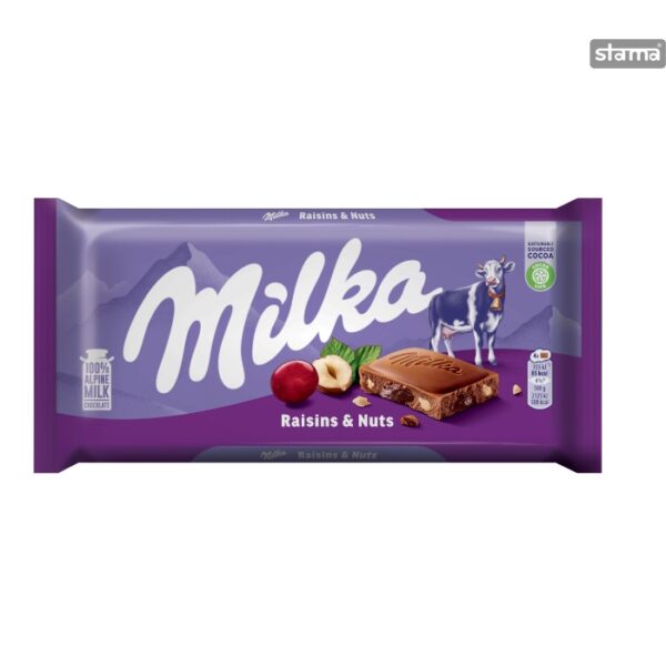 MILKA ΣΟΚΟΛΑΤΑ RAISINS HAZELNUT 90gr - 22 * - Image 1