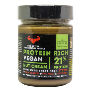 SISINNI PROTEIN 21% VEGAN/ΝΗΣΤΙΣΙΜΗ ΚΡΕΜΑ ΣΟΚΟΛΑΤΑ STEVIA (ΓΥΑΛΙΝΟ) *