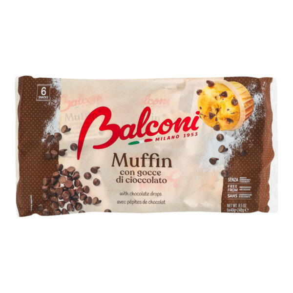 BALCONI MUFFIN ΜΕ ΚΟΜΜΑΤΑΚΙΑ ΣΟΚΟΛΑΤΑ 6ΤΕΜ 240g * - Image 1