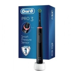 Oral B Pro 3 Cross Action Black Edition Ηλεκτρική Οδοντόβουρτσα με Αισθητήρα Πίεσης + Θήκη Ταξιδιού 1τμχ