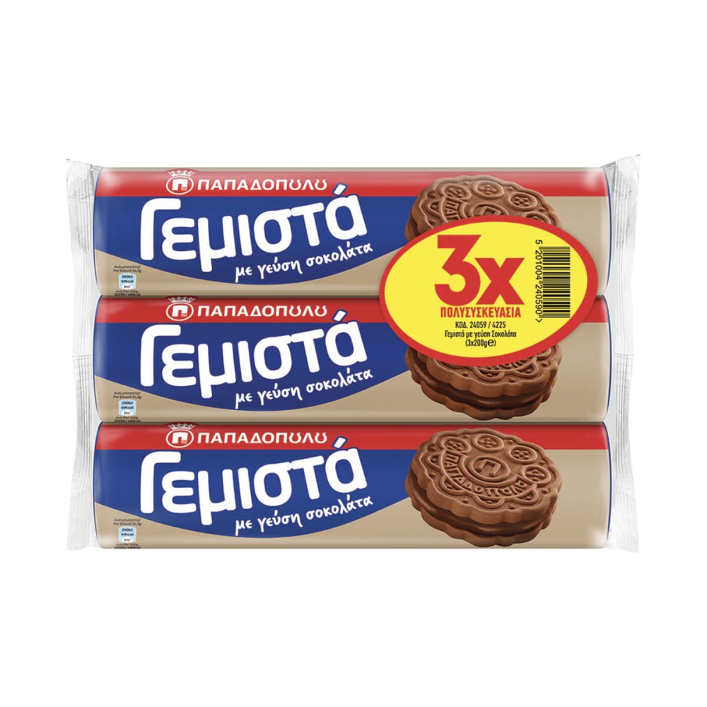 5201004240590_1-1000x1000 ΠΑΠΑΔΟΠΟΥΛΟΥ ΓΕΜΙΣΤΑ ΜΠΙΣΚΟΤΑ 200GR ΜΕ ΓΕΥΣΗ ΣΟΚΟΛΑΤΑ TRIPLE PACK * - Image 1
