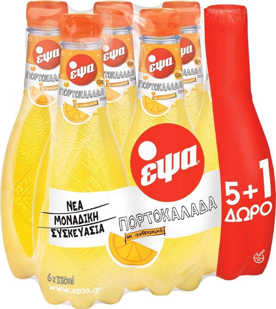 5201171331237 ΕΨΑ (6ΑΔΕΣ) ΠΟΡΤΟΚΑΛΑΔΑ 330ml 5+1 ΜΠΟΥΚΑΛΙ ΠΛΑΣΤΙΚΟ * - Image 1