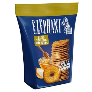 ELEPHANT BAKES SQUEEZED PRETZELS HONEY&MUSTARD ONION 70GR *