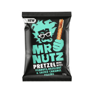 MR NUTZ PRETZEL MINI BITES PEANUT, HAZELNUT & SALTED CARAMEL FILLING 120gr *