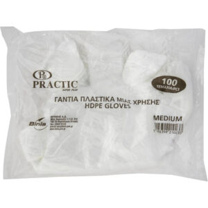 PRACTIC ΓΑΝΤΙΑ ΠΛΑΣΤΙΚΑ ΜΙΑ ΧΡΗΣΗΣ 100τεμ ζαχ/κης  (MEDIUM) *