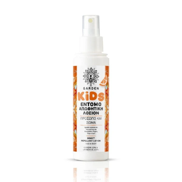 dc36b004e2a27dca819bbc467ac76ae2.jpg Garden Kids Insect Repellent Lotion Icaridin 10% Παιδική Εντομοαπωθητική Λοσιόν Μανταρίνι 100ml - Image 1