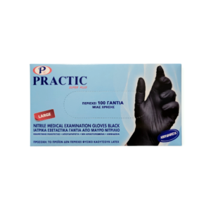 Γάντια Νιτριλίου Μιας Χρήσης Practic Μαύρο/Large 100 τεμ.