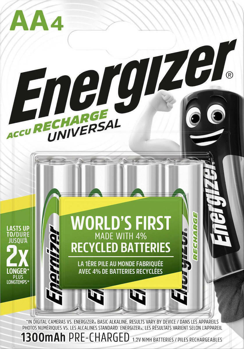 Energizer Universal Επαναφορτιζόμενες Μπαταρίες AA Ni-MH 1350mAh 1.2V 4τμχ - Image 1