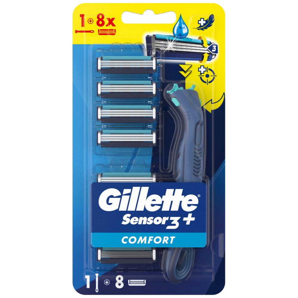 20250218153905_gillette_sensor_3_comfort_xyrafakia_mias_chrisis_me_lepides_lipantiki_tainia_8tmch Gillette Sensor 3+ Comfort Ξυραφάκια μιας Χρήσης με Λεπίδες Λιπαντική Ταινία 8τμχ - Image 1