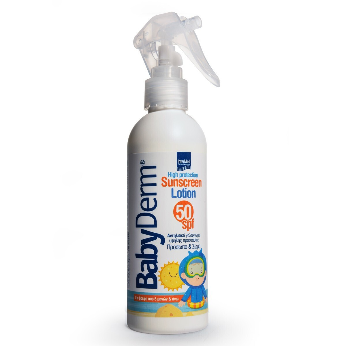 20250714143039_intermed_babyderm_spf50_adiavrocho_vrefiko_antiliako_spray_gia_prosopo_soma_200ml InterMed Babyderm SPF50 Αδιάβροχο Βρεφικό Αντηλιακό Spray για Πρόσωπο & Σώμα 200ml - Image 1