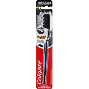 Colgate Double Action Charcoal Οδοντόβουρτσα Medium Μαύρη / Μπλε