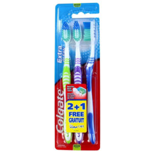 Colgate Extra Clean Οδοντόβουρτσα Medium Πράσινη - Μωβ - Μπλε 3τμχ