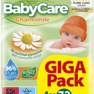 BabyCare Chamomile Μωρομάντηλα χωρίς Οινόπνευμα & Parabens 4x72τμχ