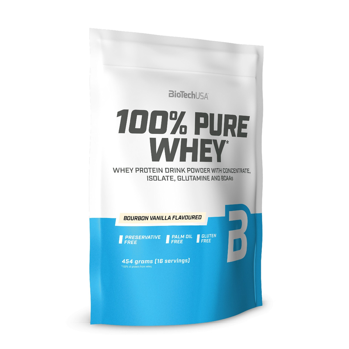 Biotech USA 100% Pure Whey Πρωτεΐνη Ορού Γάλακτος Χωρίς Γλουτένη με Γεύση Bourbon Vanilla 454gr - Image 1