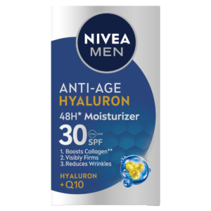 Nivea Hyaluron +q10 48ωρη Ανδρική Κρέμα Προσώπου Ημέρας με SPF30 για Ενυδάτωση & Αντιγήρανση με Υαλουρονικό Οξύ & Κολλαγόνο 50ml